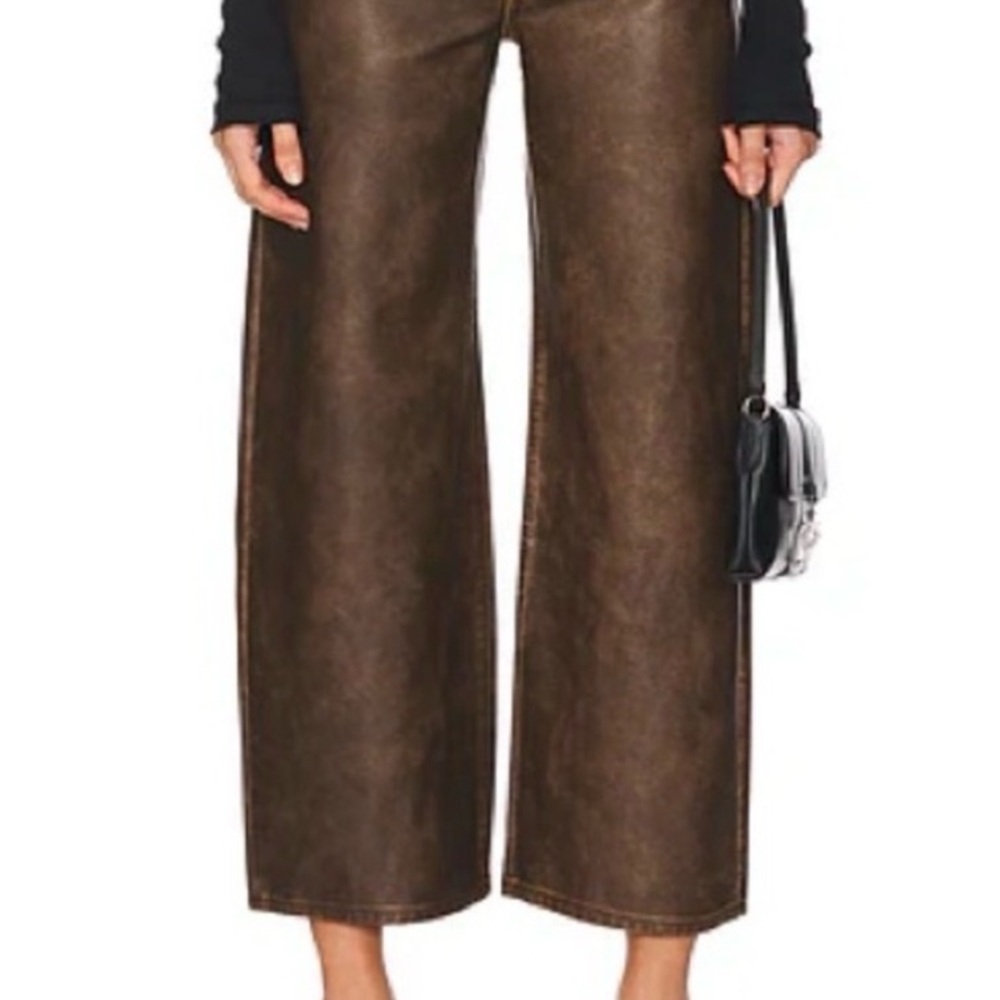 Free People Misha Brown Pleather Wide-Leg Pants